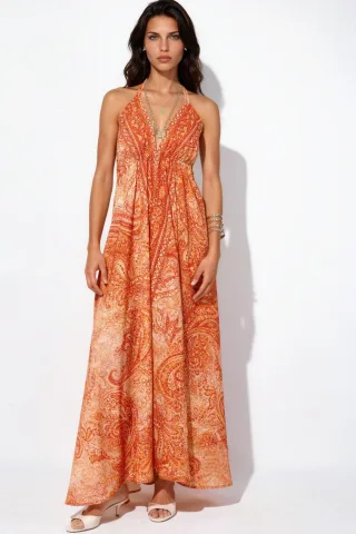 Ethnisch gemustertes Bohemian Maxikleid