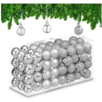 relaxdays Weihnachtsbaumkugel Weihnachtskugeln im 96er Set (96 St), silber