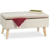 relaxdays Sitzbank Samt Sitzbank mit Stauraum (1-St), Creme