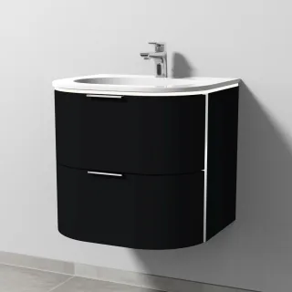 Sanipa 4balance Keramik-Set mit 2 Auszügen und LED-Beleuchtung, Schwarz-Matt, DG41108 DG41108