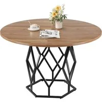 GarveeMore Esstisch Runder,120cm Landhaus-Esstisch für 4-6 Personen, runder Küchentisch für Küche, Esszimmer und Wohnzimmer