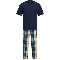 Jack & Jones Loungeanzug Loungewear Set JACLUCA SS Tee & Woven Pants (2 tlg) mit zwei seitlichen Einschubtaschen