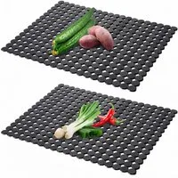 FOUORTUNATE-BEE Abtropfmatte Spülbeckenmatte für Küchenspüle, 2er-Set, 40 × 30 cm, Verstellbare Spülbecken-Schutzmatten aus Kunststoff, Schwarz