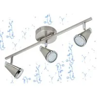 TRANGO LED Deckenleuchte, 3-flammig 1009-32 LED Badleuchte IP44 WET Bad Deckenleuchte in Nickel matt & Chrom, Flurlampe, WC Lampe, Deckenlampe, Deckenstrahler, inklusive 3x 5 W GU10 LED Leuchtmittel Spots schwenkbar