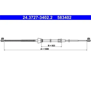 ATE Handbremsseil hinten L?nge: 1588 Seat Ibiza Skoda Fabia VW Polo + Kasten Kombi