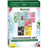 GARNIER Tuchmaske Garnier SkinActive Tuchmasken-Set Set, 7-tlg., vielseitige Pflege durch sieben verschiedene Tuchmasken