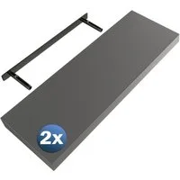 Casaria Wandregal, Grau Hängeregal mit Halterung 15kg Tragkraft Küche Matt 70cm
