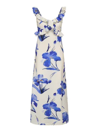 ONLY - ONLHYACI S/L FRILL LONG AOP DRESS WVN Bright White - Gr. - S