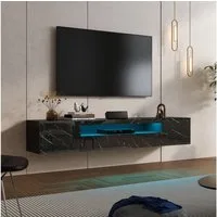 radelldar Lowboard 180cm Hochglanz mit LED-Beleuchtung und Stauraum (1 St), hängender TV-Schrank für Fernseher bis 85 Zoll