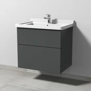 Sanipa 3way Waschtischunterbau zu Duravit Starck 3 Waschtisch mit 2 Auszügen, Anthrazit-Matt SM71022