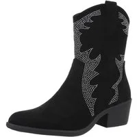 Ital-Design Damen Cowboyboots Western Westernstiefelette (88812591) Blockabsatz Stiefeletten in Schwarz