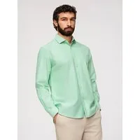 OMBRE Langarmhemd Herren Oxford Langarmhemd Regular Fit Light mint L (kein Set, 1-tlg) Melange-Oberfläche