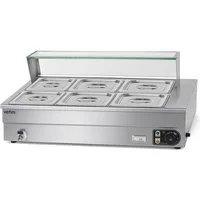 vertes Speisenwärmer Bain Marie Buffetwärmer Für Speisen Elektrisch 1500W aus Edelstahl, Inkl 6x 1/2 GN Behälter mit Deckel, 10L, Ablasshahn, 30-85°C