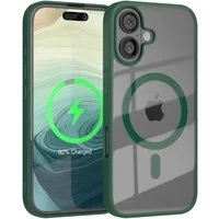 EAZY CASE Handyhülle Transparente Hülle mit MagSafe für iPhone 16 6,1 Zoll, TPU Hülle, flexibel, Clear Case Silikonhülle anti-kratz Backcover Grün