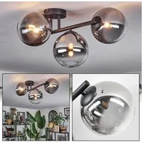 hofstein Deckenleuchte 3-flammige Deckenlampe aus Metall/Glas in Schwarz/Rauch/Klar, ohne Leuchtmittel, im Retro/Vintage-Design (Schirme Ø 15 cm), G9