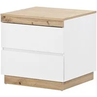 Flieks Nachttisch, Nachtschrank Nachtkommode mit zwei Schubladen 55x40x55cm