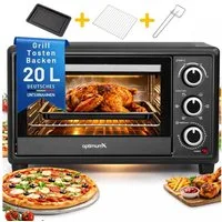 optimumX Minibackofen, 20 Liter mit Umluft, 1380W, 6 Kochfunktionen, 60 min, 90-230°C