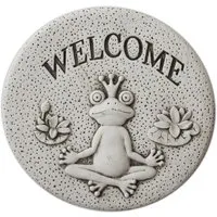 matches21 HOME & HOBBY Trittsteine Welcome Froschkönig Beton Trittstein Dekostein Ø 27 cm, 27x27 cm, Gehweg Gartendeko Wegplatten Beton-Deko Gartensteine