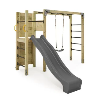 Klettergerüst FIT Cross 662 mit Sprossenwand & Rutsche - Massivholz Spiel- & Fitness-Turm für Garten & Training - Langlebiges Kletterset Wickey