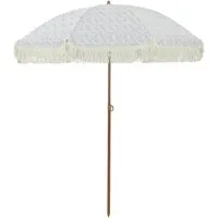 vidaXL Sonnenschirm Strandparasol Grau und Weiß 160 x 160 x 196 cm