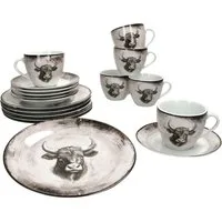 MamboCat Kaffeeservice Toro 18tlg Kaffeeservice Porzellan 6 Personen Kuh Landhaus, Porzellan