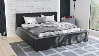 Polsterbett Doppelbett Bett ALDANA 120x200cm in Stoff Freya Schwarz
