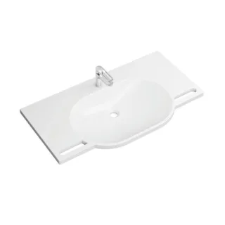 Hewi Mineralguss-Waschtischset 950.19.020 mit Waschtischarmatur AQ1.12M10140, 100x55cm, weiß