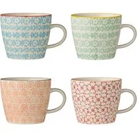 Bloomingville Becher Bloomingville Carla Becher Rot 300 ml Steingut 4er Set, Steingut
