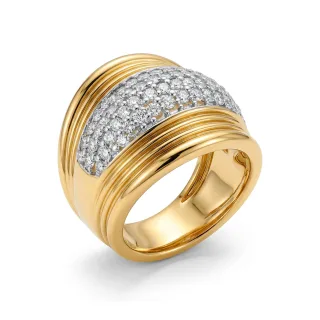 Luxenter Ring mit funkelnden Zirkonia-Steinen, 18 Karat Gelbgold-Finish – Lilfu