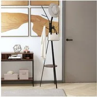 HOMCOM Garderobenständer Standgarderobe mit 8 Kleiderhaken, (Kleiderständer, 1 St., Hutständer), Metall, Braun, 45 x 45 x 180 cm