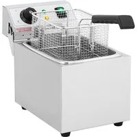 Royal Catering Fritteuse RCEF 08EB, 2500 W, 8 L Edelstahl 230 V Kaltzone Gastronomie