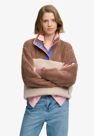 Superdry - Superweicher Mash Up Teddy-Fleece muskatgewürz braun - Gr. - 14