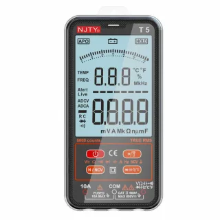 NJTY T5 Digital Multimeter 6000 Counts Smart Tester Measures Voltage Current Resistance Frequency Temperature Auto Rangi