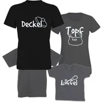 G-graphics T-Shirt Topf, Deckel & Löffel (Familienset, Einzelteile zum selbst zusammenstellen) Kinder- & Erwachsenen-T-Shirt-Set mit Frontprint