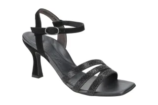 Paul Green Damen Sandalette 6058-02x Schwarz Velour Riemchensandalen