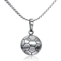 Materia Runder Anhänger Fußball 3D Ball Sport antik geschwärzt KA-461, 925 Sterling Silber, oxidiert