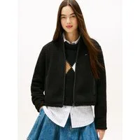 Tommy Jeans Sweatjacke TJW REG SH S-FLAG TEDDY ZIP THRU Kunstfaser, regular fit