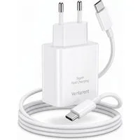 Ventarent 45W Lade-Set mit 2m Kabel für iPhone 17, 16 & 15 USB-Ladegerät USB-Ladegerät (3000 mA, Set, 2-tlg., Netzadapter und Ladekabel, Fast Charge, PD, PPS, Apple iPhone)