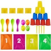 relaxdays Spielzeug-Gartenset Kinderparty Spiele 3 in 1 Set