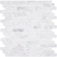 Mosani Wandfliese Marmor Naturstein Fliesen in 3D-Optik Carrara Selbstklebend weiß, Spritzwasserbereich geeignet