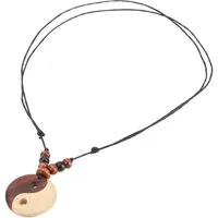 Guru-Shop Perlenkette Ethno Holzschmuck, Halskette, Surferkette - Yin..