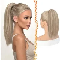 LuxusKollektion Kunsthaar-Extension Pferdeschwanz Haarteil glatt blond 40cm Blond Highlights 40cm