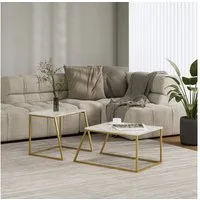 Vicco Couchtisch Myra, Marmor-Weiß/Gold/Marmor, 60 x 50 cm 2 Teile (2-St)