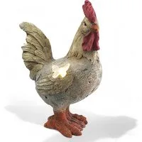 Arnusa Gartenfigur Hahn mit Solarbeleuchtung Gartendekoration Steinoptik Huhn, Tierfigur Solarlampe Gartendeko