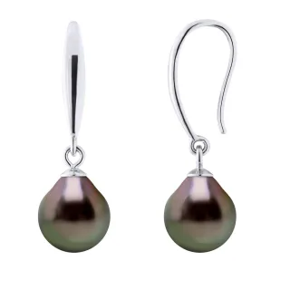 Ohrringe aus Silber 925 und echten Tahiti-Zuchtperlen Birne 8-9 mm