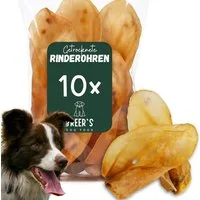 Breers Pet Food XXL Rinderohren mit Muschel getrocknet 10 Stück Kausnack Hundeleckerlie, Einzelfuttermittel für Hunde für: Hunde, Harter Kauartikel, Leckerli getreidefrei, Hundesnack zuckerfrei