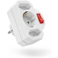 Hama 3-fach Steckdosenadapter mit Schalter, kompakt, erhöhtem Steckdosenleiste