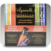SENNELIER Aquarellfarbe Aquarellfarbe - Metallkasten mit 6 x 10ml Tuben irisierend N131625.02
