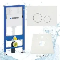 GEBERIT Vorwandelement WC Geberit Duofix Spülkasten WC Drückerplatte weiß, Kompletttset