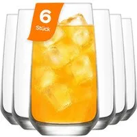 LAV Gläser-Set Lal Longdrinkgläser, 6-tlg., Glas, 6er Set, 480ml, ideal für Longdrinks, Cocktails, Wasser, Säfte